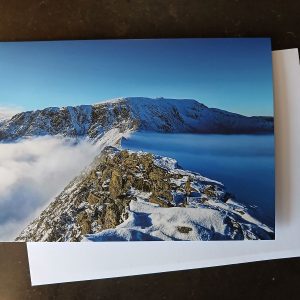 Inversion between Striding Edge and Hellvellyn greetings card on slate