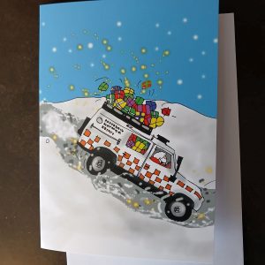Parcel Rescue greetings card on slate