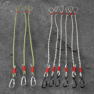 PMRT dog leads in green and white rescue rope on slate